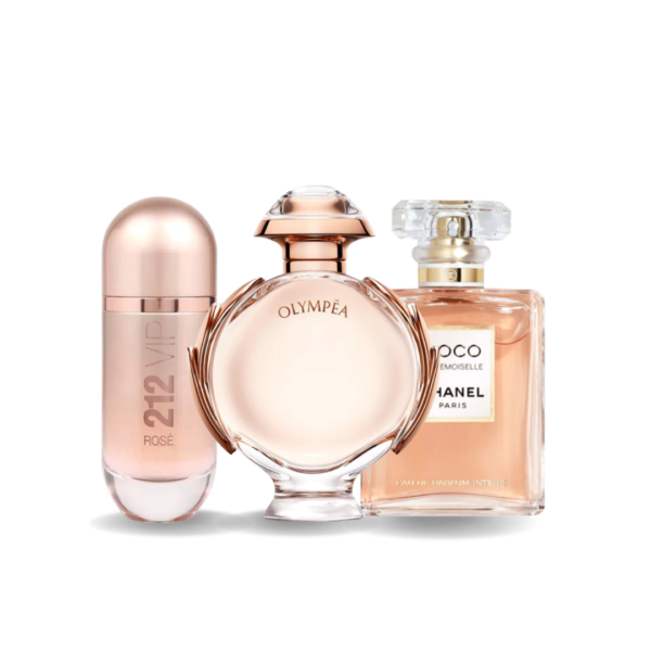 Combo de 3 Perfumes - 212 VIP Rosé de Carolina Herrera, Olympéa de Paco Rabanne y Coco Mademoiselle de Chanel [100 ml]