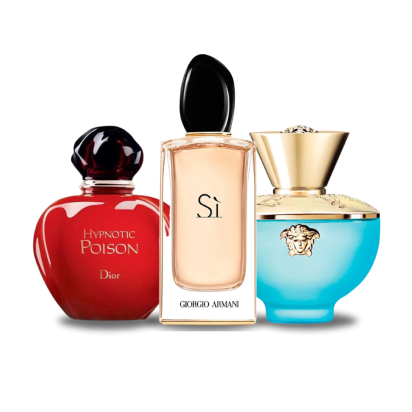 Combo de 3 Perfumes - Hypnotic Poison de Dior, Si de Giorgio Armani y Dylan Turquoise de Versace [100 ml]